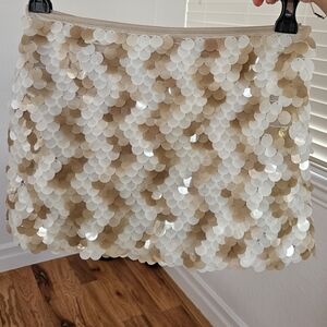 Sequin Mini Skirt in Ivory and Champagne Sincerely Jules forSkirts Size Xs
